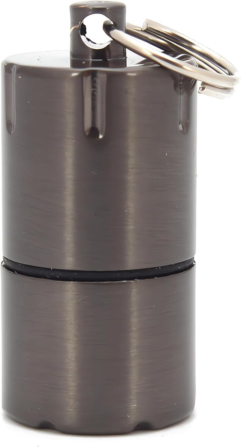 The World's Smallest Kerosene Lighter! Height 2.5cm/φ 1.3cm Capsule Lighter Portable Metal Miniature EDC Gear Waterproof Tiny Peanut Lighter (Fuel not Included) (Mini Black)