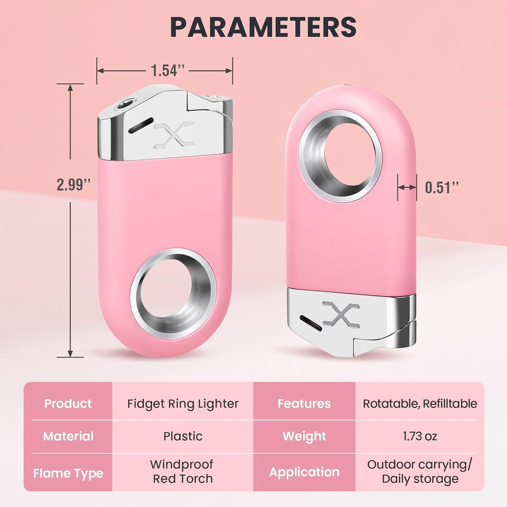 Cool Torch Lighter, Creative Fidget Lighter, Jet Flame Keychain Lighters Refillable Butane Torch for Candle BBQ, EDC Pocket Lighters, Unique Gifts for Men Women (Pink)