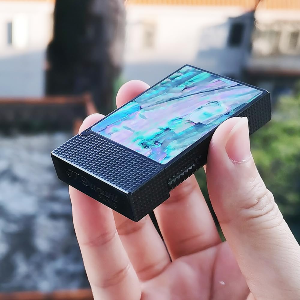 Classic Soft Flame Lighter,High-Grade Side Pulley Ignition Lighter, Colorful Shellfish Pattern,Refillable, for Men's Father Husband Gift Collection