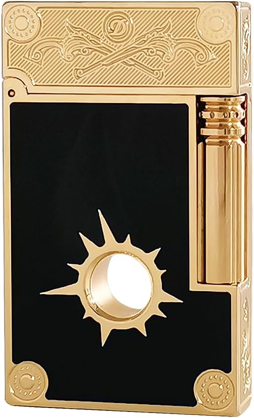 Wild West Cowboy Lighter, Black Lacquer Metal Lighters, Ping Sound, Inflatable and Adjustable, Collection Gift for Men Dad Husband Boyfriend (Black Gold)