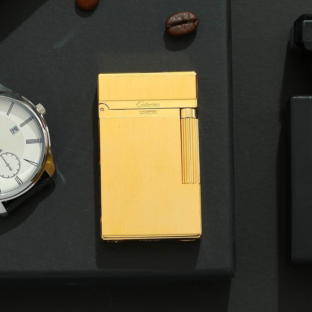Premium Brass Lighter, Adjustable Soft Flame, Classic Ping Sound, Elegant Gift for Men, Father, Husband, Boyfriend (Gold)