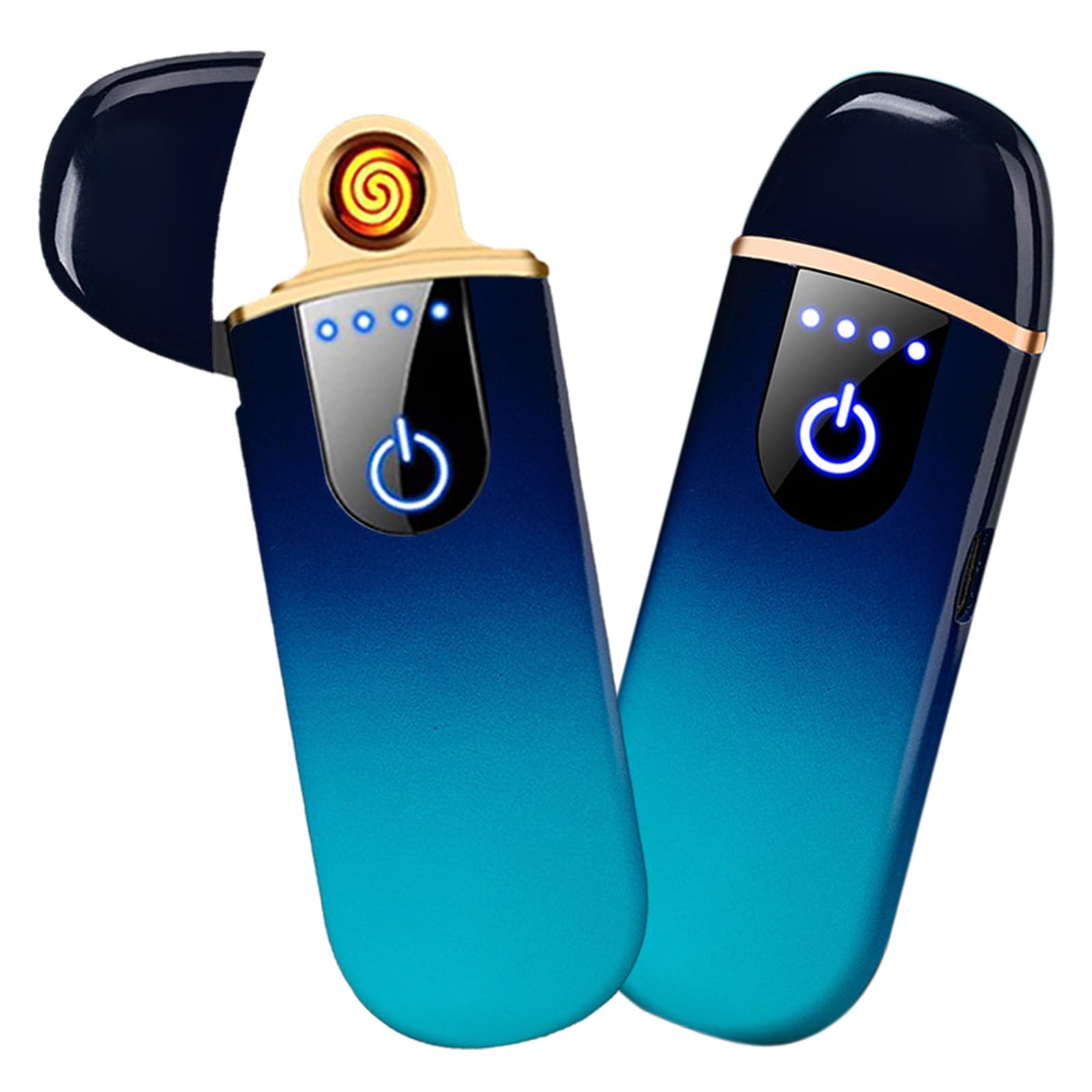 Electric Lighter, Smart USB Rechargeable, Mini Touch Ignition Windproof Flameless Plasma Lighter with Battery Indicator for Men Father Gifts (Pure Black)